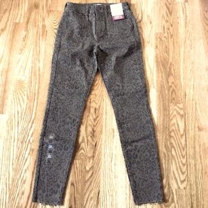 🔴 CLEARANCE🔖NWT BROWN/BLACK RAW HEM CHEETAH JEGGING CROP SKINNY JEAN Women’s 3